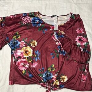 Floral Burgundy Long Sleeve Top